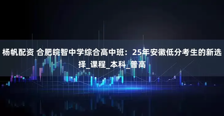 杨帆配资 合肥皖智中学综合高中班：25年安徽低分考生的新选择_课程_本科_普高