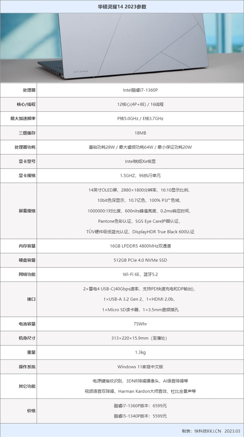 1.3kg下顏值,、性能,、屏幕全給你！華碩靈耀14 2023評(píng)測(cè)：續(xù)航驚人